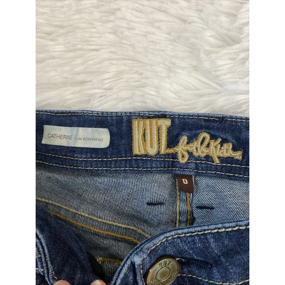 KUT From The Kloth Blue Jeans Size 0 Catherine Slim Boyfriend Low Rise Dark Wash
